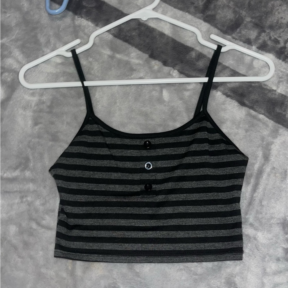 Striped Black and Gray Women's Top